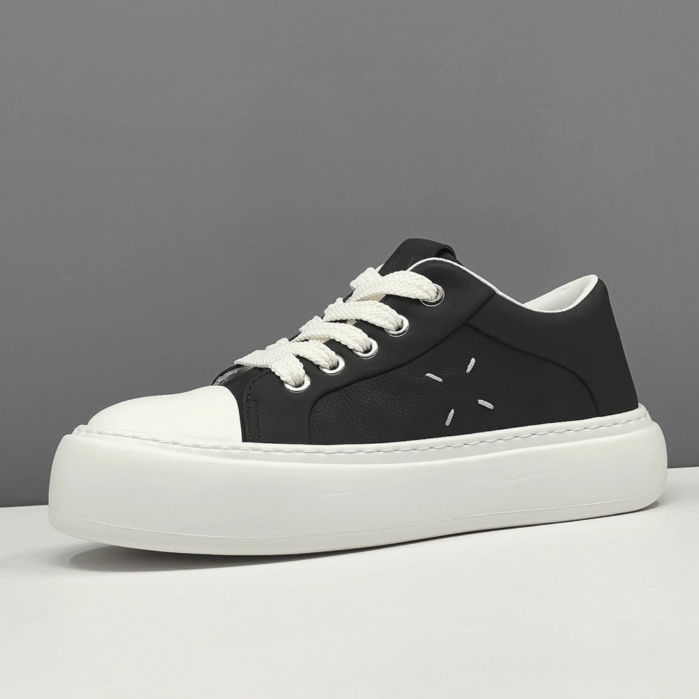 Men Minimalism Solid Leather Flat Casual Shoes Flat Shoe Rack