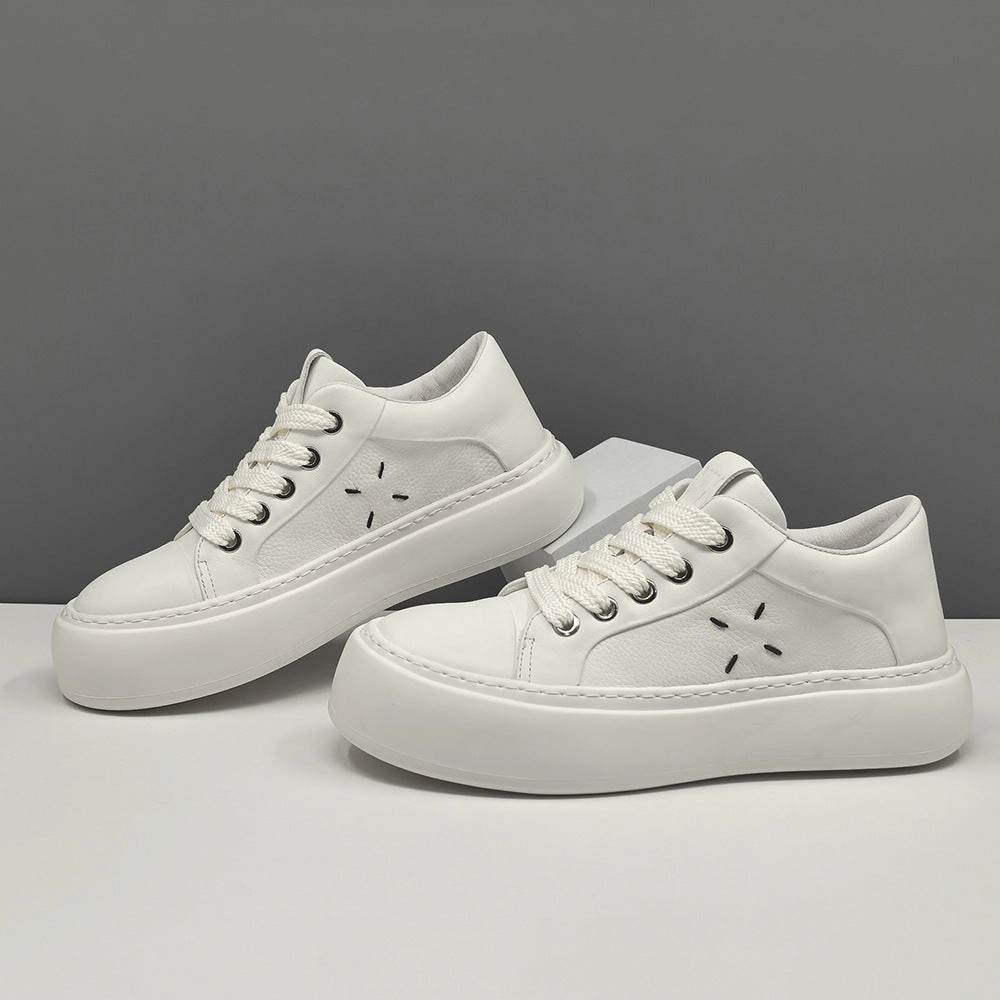 Men Minimalism Solid Leather Flat Casual Shoes Flat Pedal Cycling Shoes