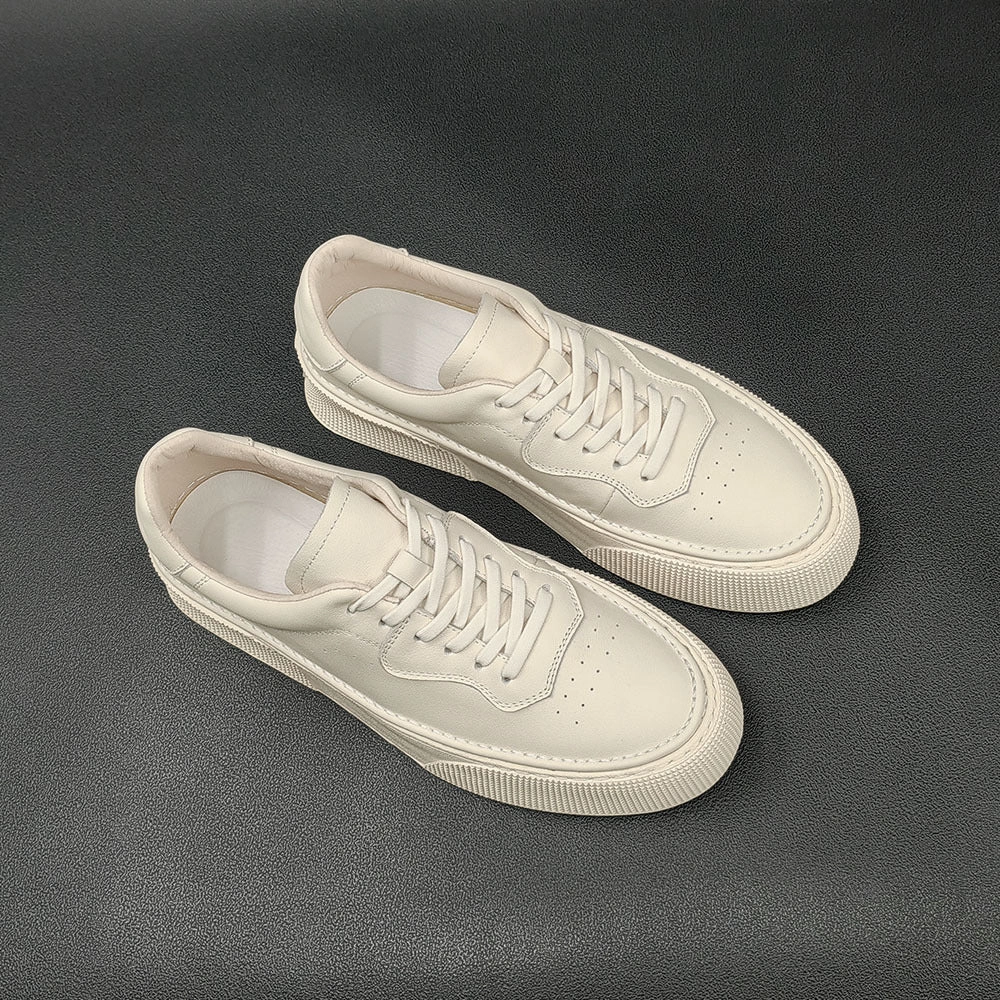 Scale Flat Shoes Men Minimalist Leather Flat Casual Sneakers