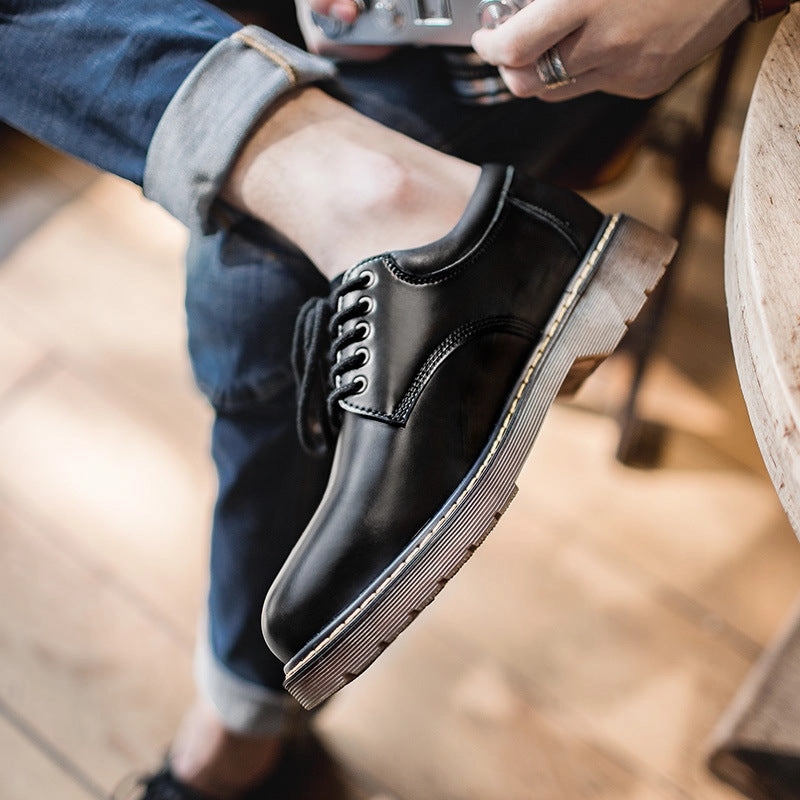 Flat Shoes To Wear With Trousers Men Minimalist Leather Flat Casual Work Shoes