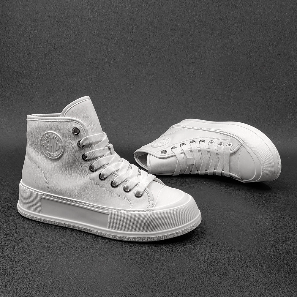 Flat Shoes With Bows Men Minimalist Leather High Top Flat Casual Shoes