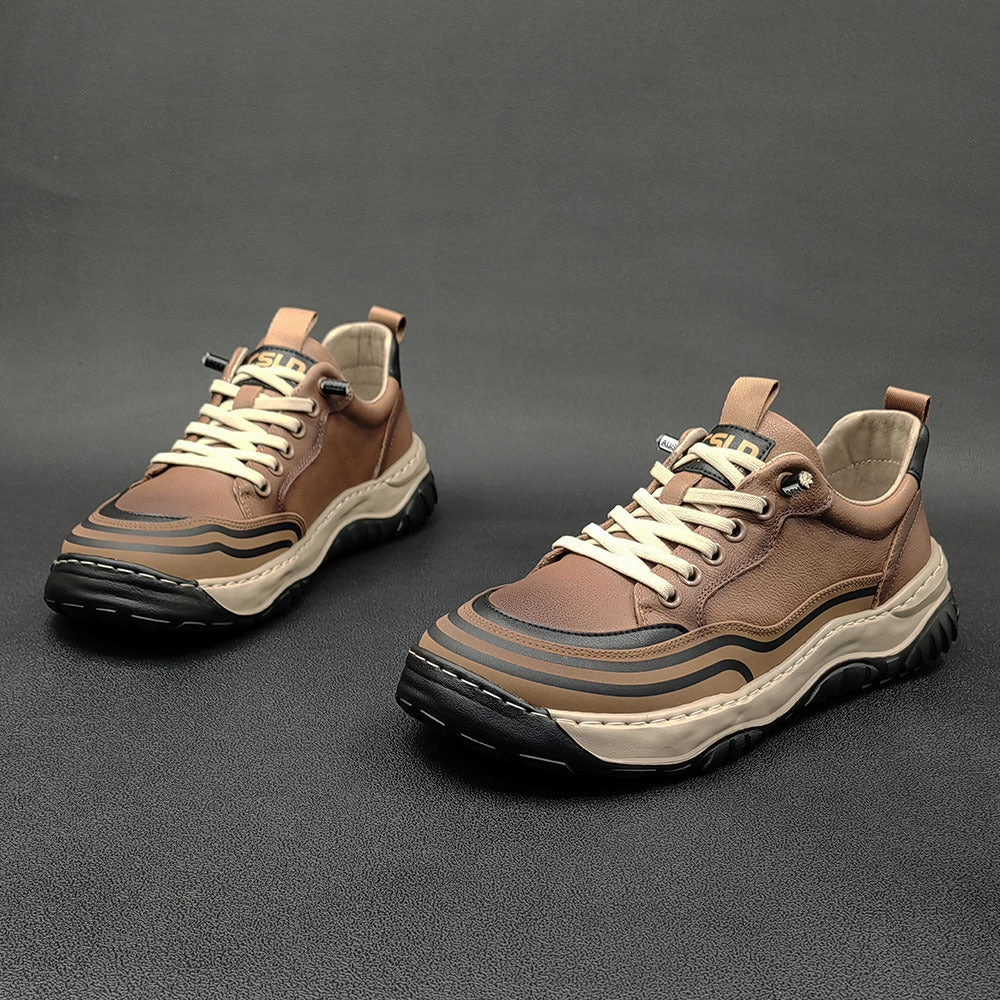 Tahari Ballet Flat Shoes Men Minimalist Patchwork Cowhide Flat Casual Shoes