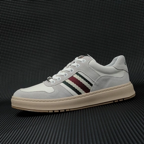 Men Patchwork Leather Stylish Flat Casual Sneakers Outfits To Wear With Flat Shoes