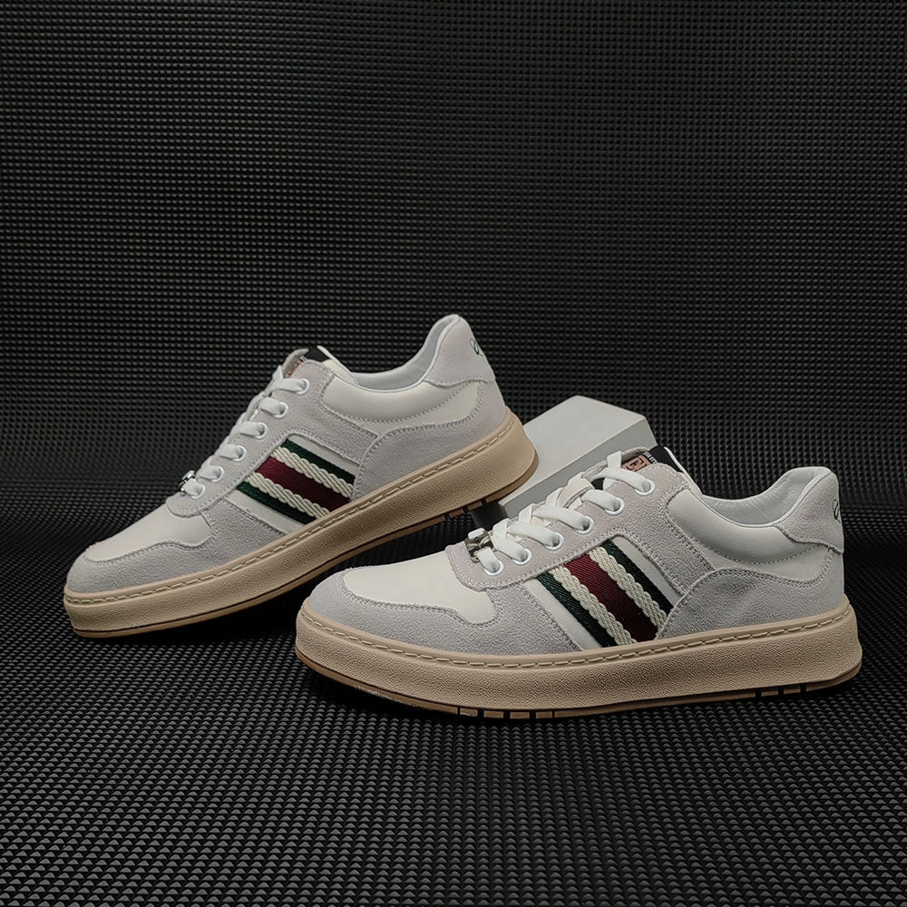 Best Shoes Wide Flat Feet Men Patchwork Leather Stylish Flat Casual Sneakers