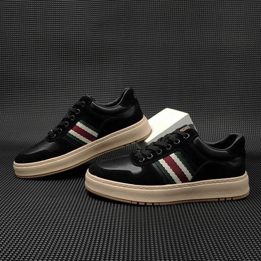 Flat Pedal Shoe Men Patchwork Leather Stylish Flat Casual Sneakers
