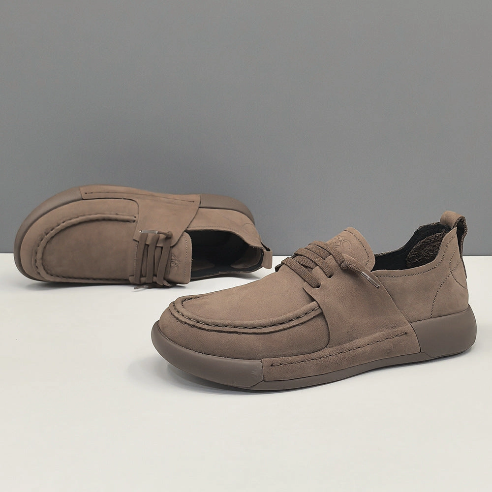 Men Retro Minimalism Solid Leather Soft Flat Casual Shoes Flat Cycling Shoes