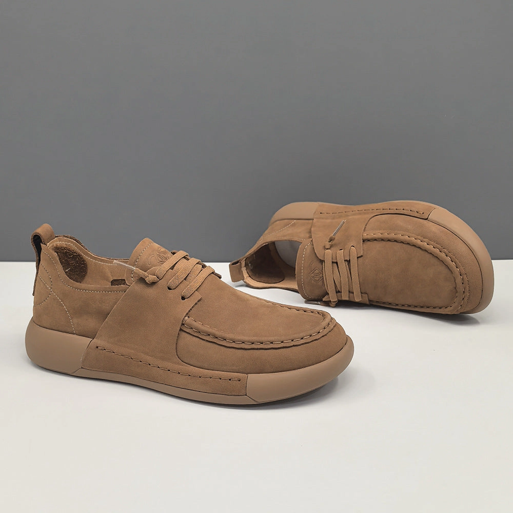 Men Retro Minimalism Solid Leather Soft Flat Casual Shoes Flats Shoe