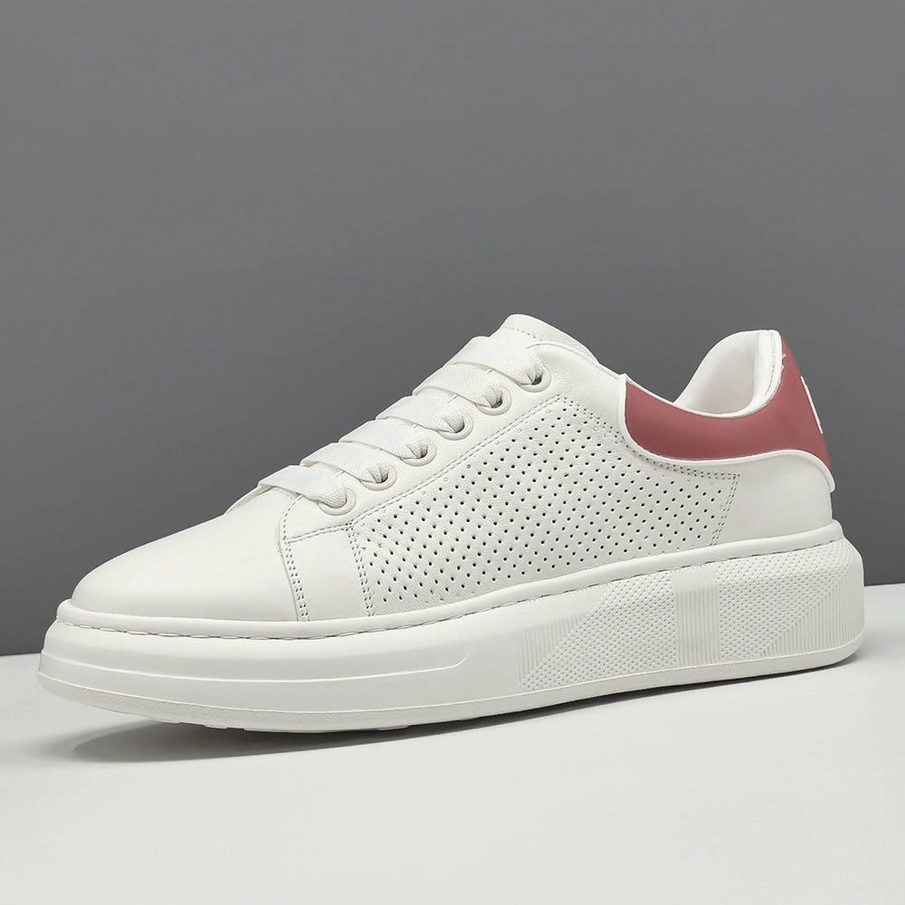 Flat Wide Toe Shoes Men's Fashion Breathable Leather Flat Court Sneakers