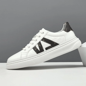 Men's Fashion Embosed Leather Flat Casual Shoes Flower Flats Shoes