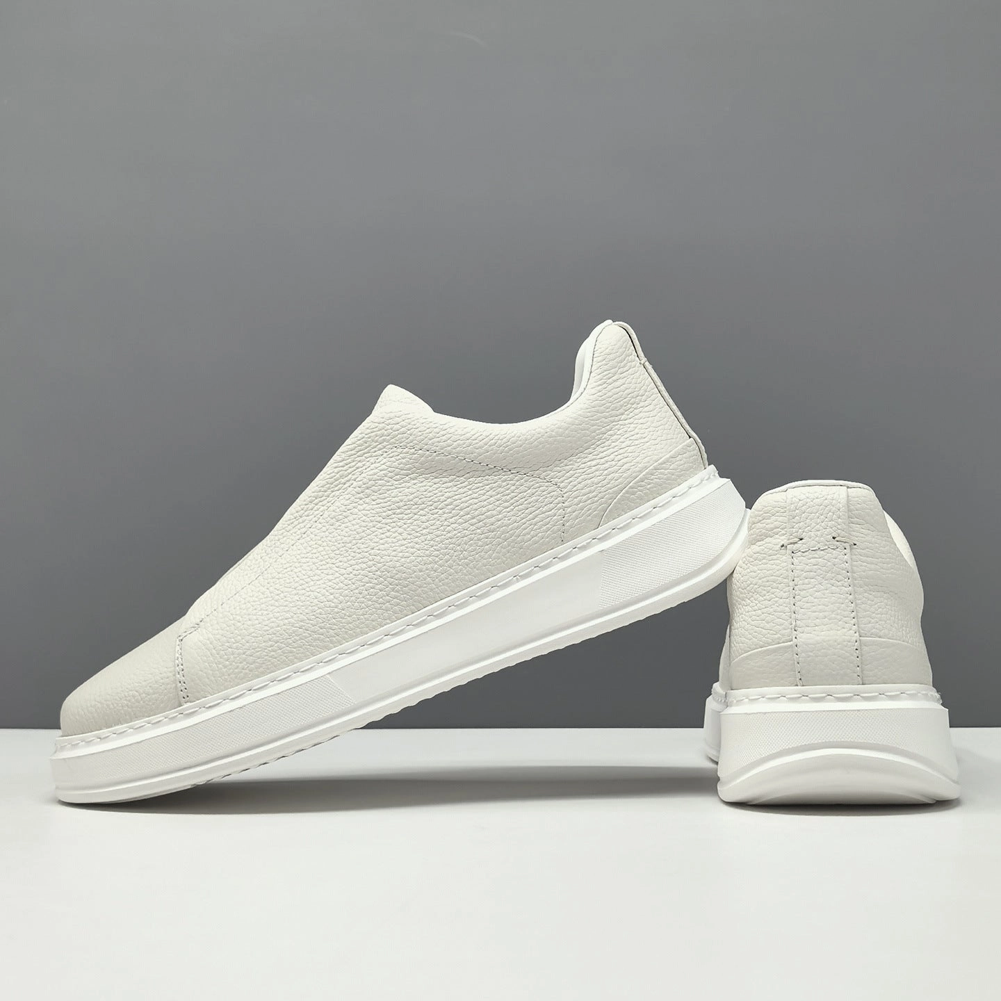 Lace Flat Shoes Wedding Men's Minimalist Plain Leather Flat Slip-on Casual Shoes