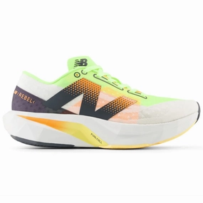New Balance 1000 Outfit Men's New Balance FuelCell Rebel v4, White/Bleached Lime Glo/Hot Mango, 8.5 D Medium