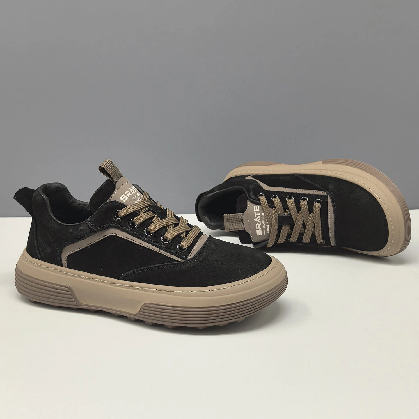 Men's Quilted Leather Minimalist Flat Casual Sneakers Velvet Flat Shoes