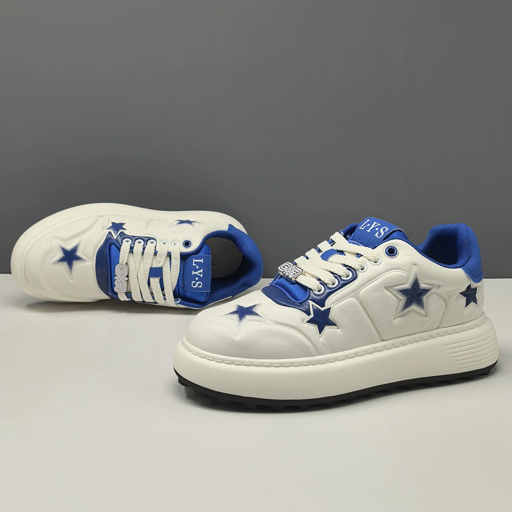 Flat Belly Shoes Men's Stylish Embossed Leather Flat Court Sneakers