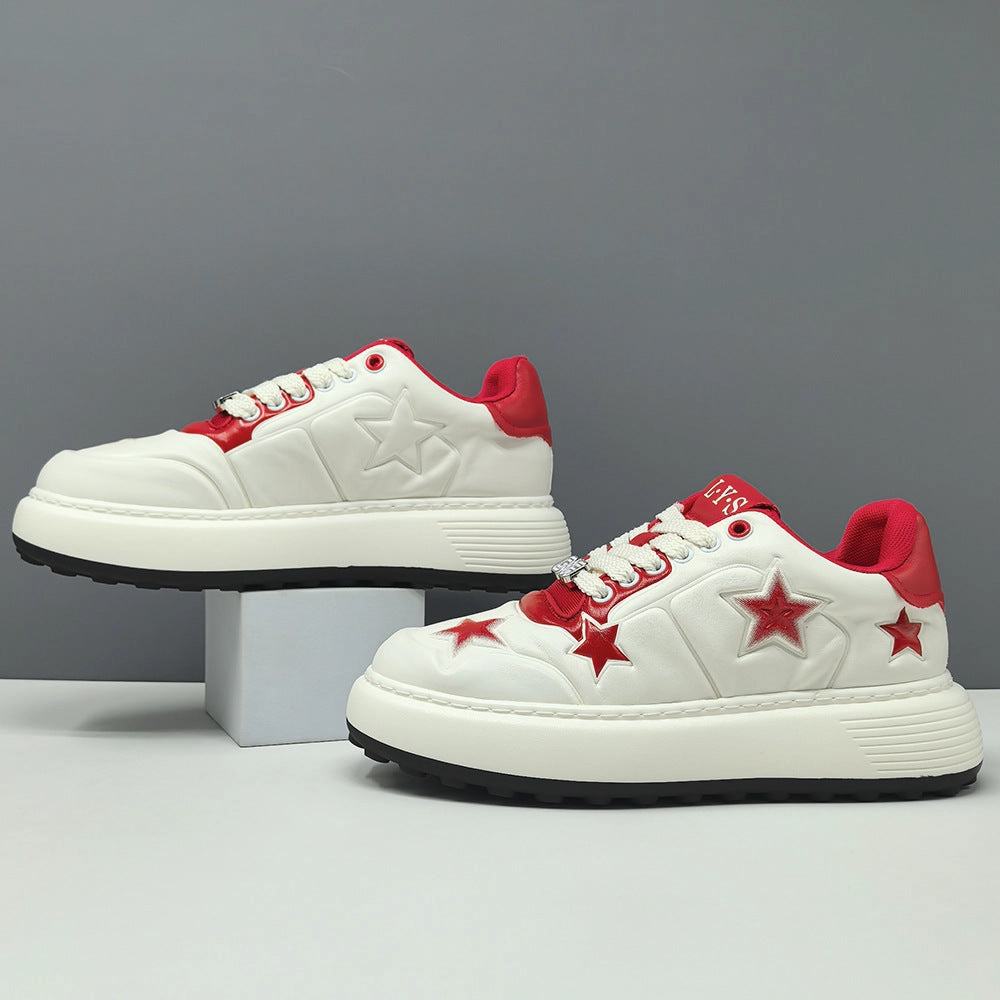 Men's Stylish Embossed Leather Flat Court Sneakers Flat Evening Shoes