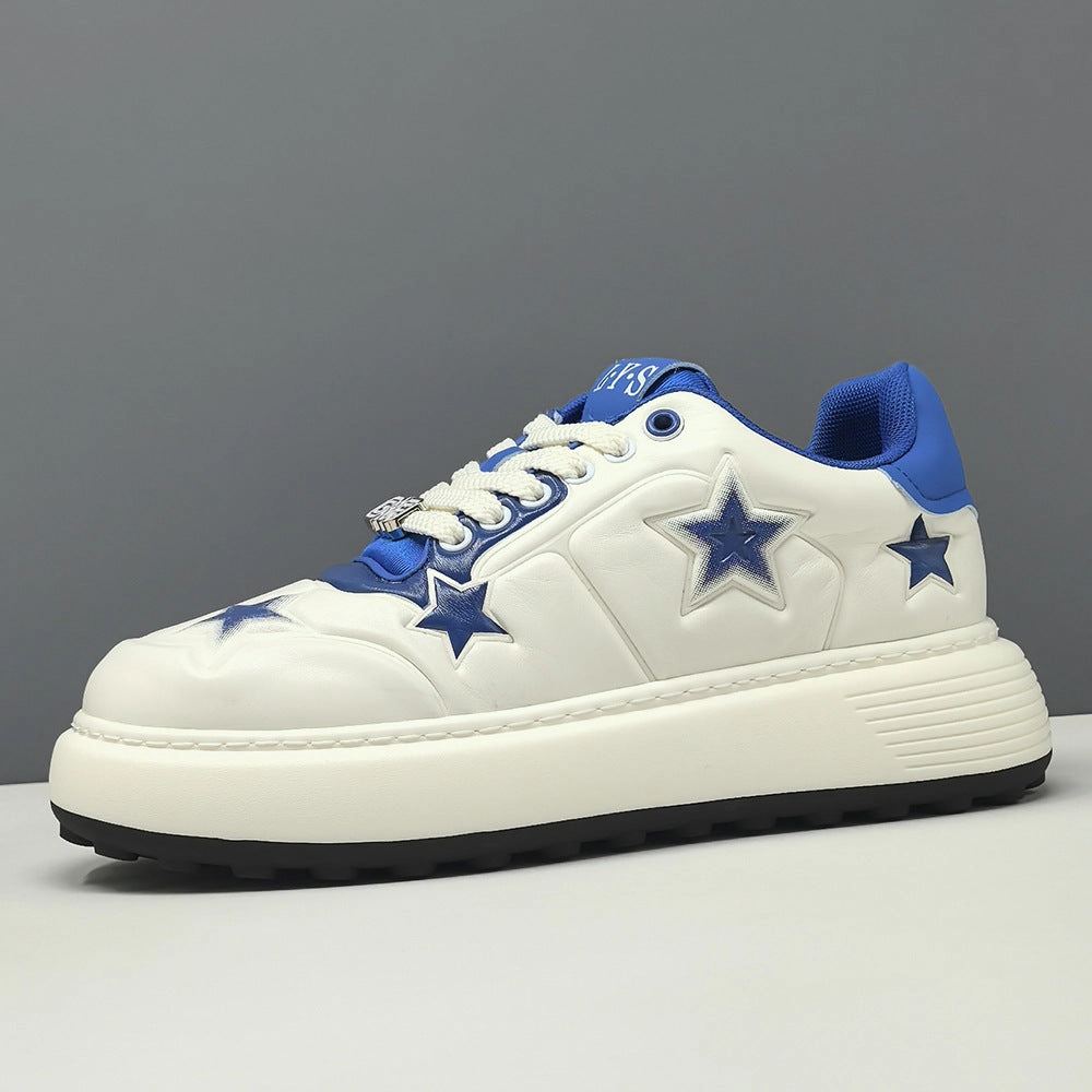 Flat Sling Back Shoes Men's Stylish Embossed Leather Flat Court Sneakers