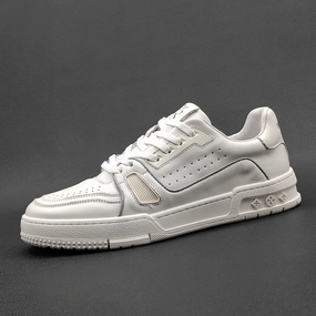 Men Stylish Breath Leather Flat Casual Sneakers Best Shoes For Flat Bike Pedals