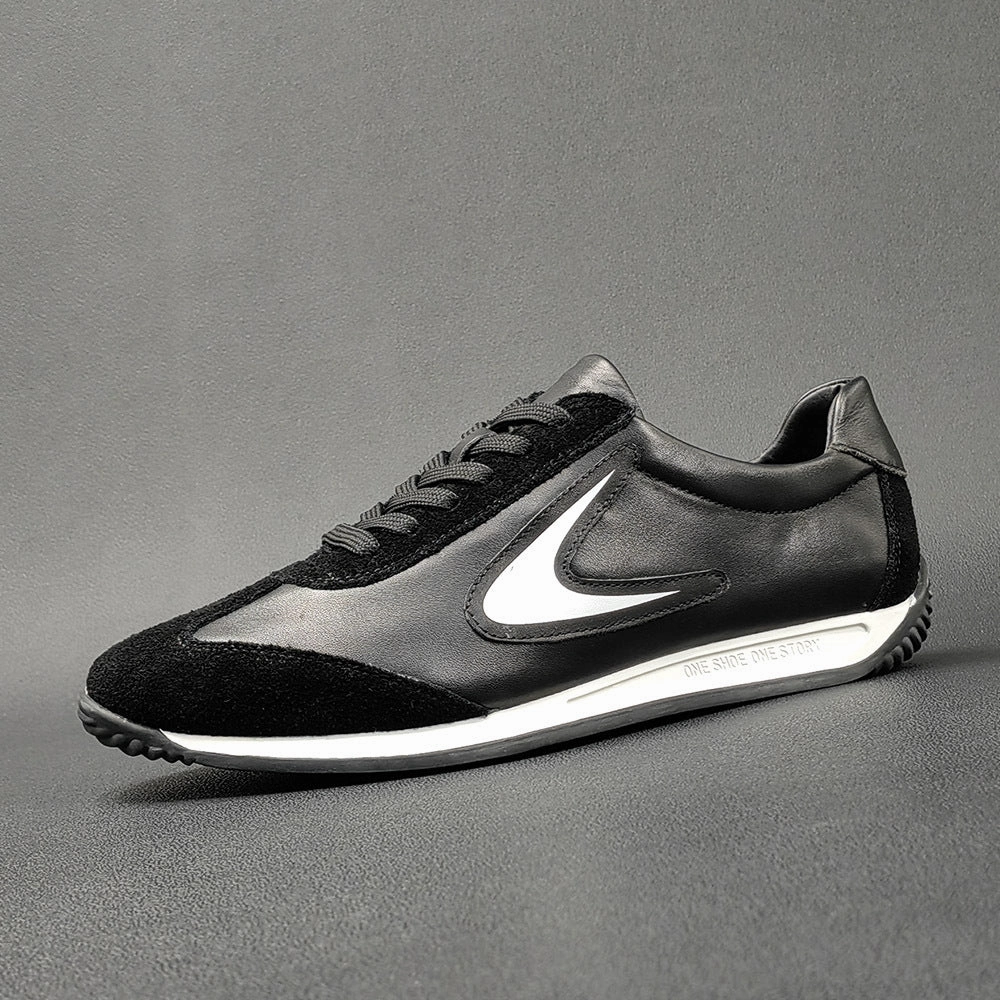 Flat Feet Marathon Shoes Men Stylish Soft Cowhide Patchwork Flat Casual Shoes