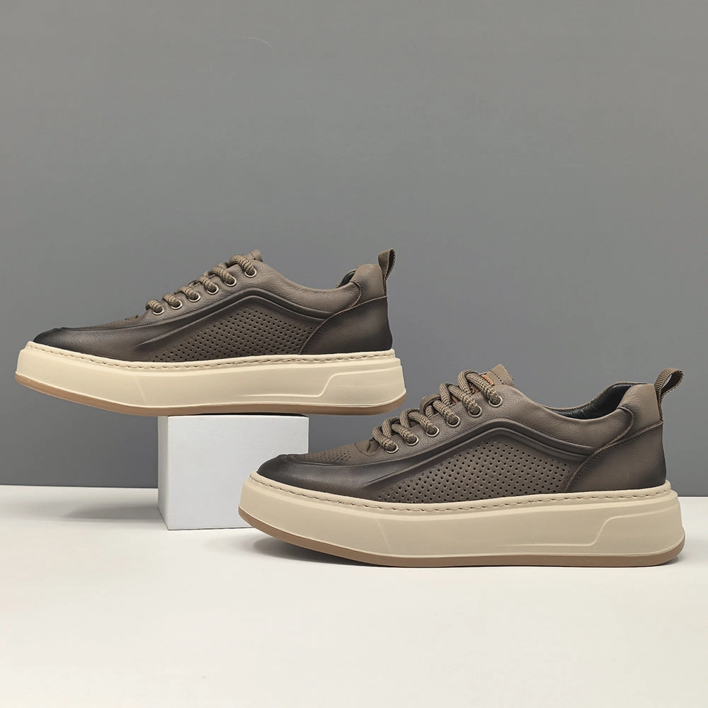 Best And Walking Shoes For Flat Feet Mens Minimalism Breathable Leather Flat Casual Sneakers