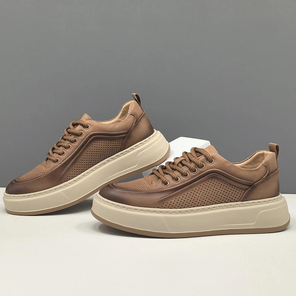 Flat Feet Safety Shoes Mens Minimalism Breathable Leather Flat Casual Sneakers