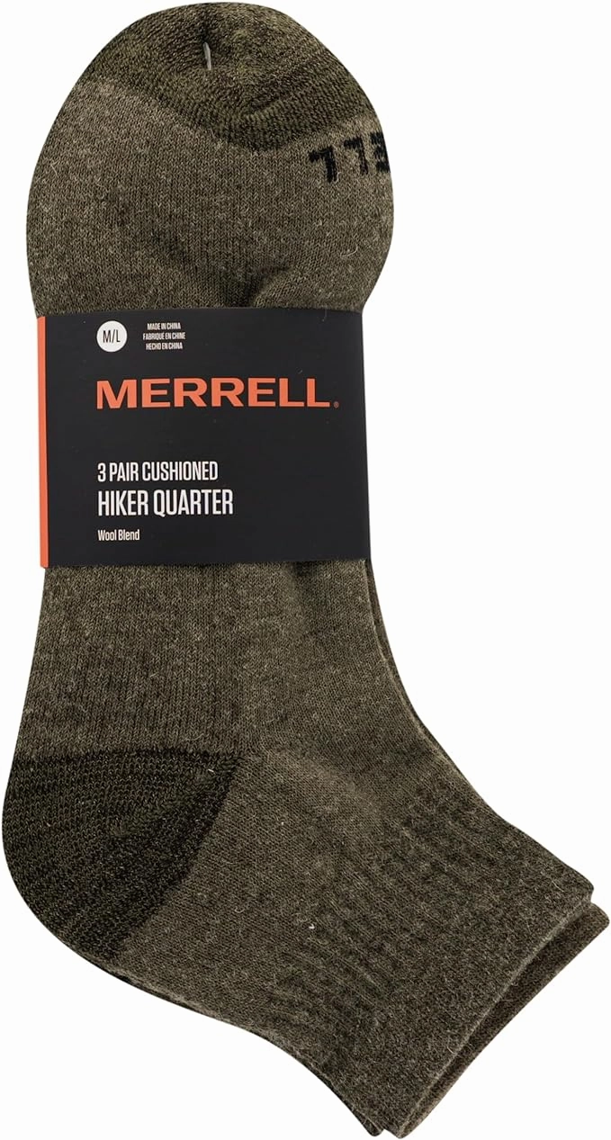Stylish Winter Hiking Boots Merrell Unisex adults Wool Everyday Half Cushion, 3 Pair Pack, Arch Support Insulated Sock