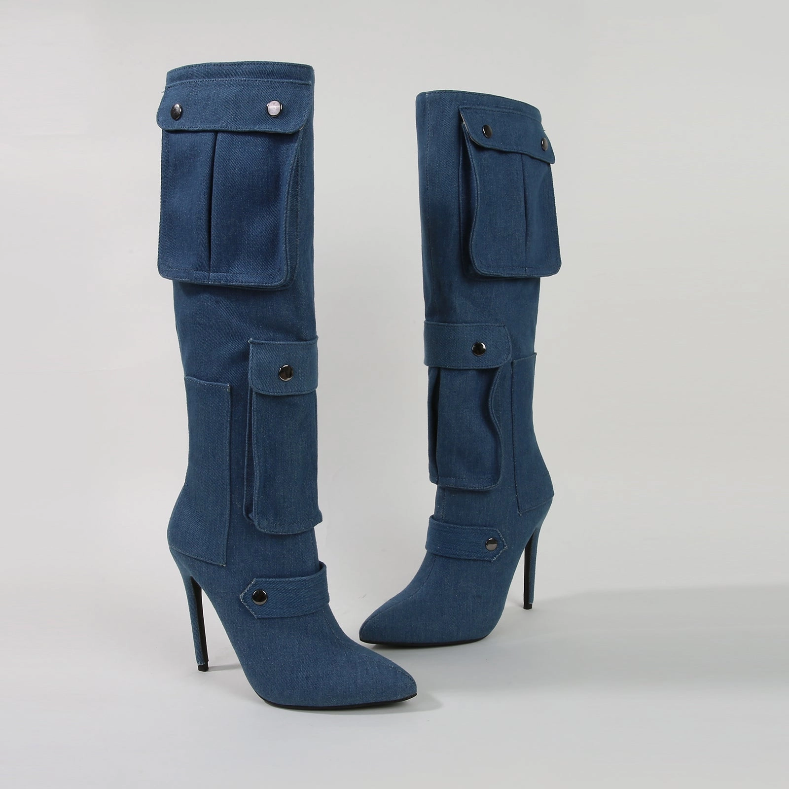 Mildred Heeled Pocket Detail Knee High Boots