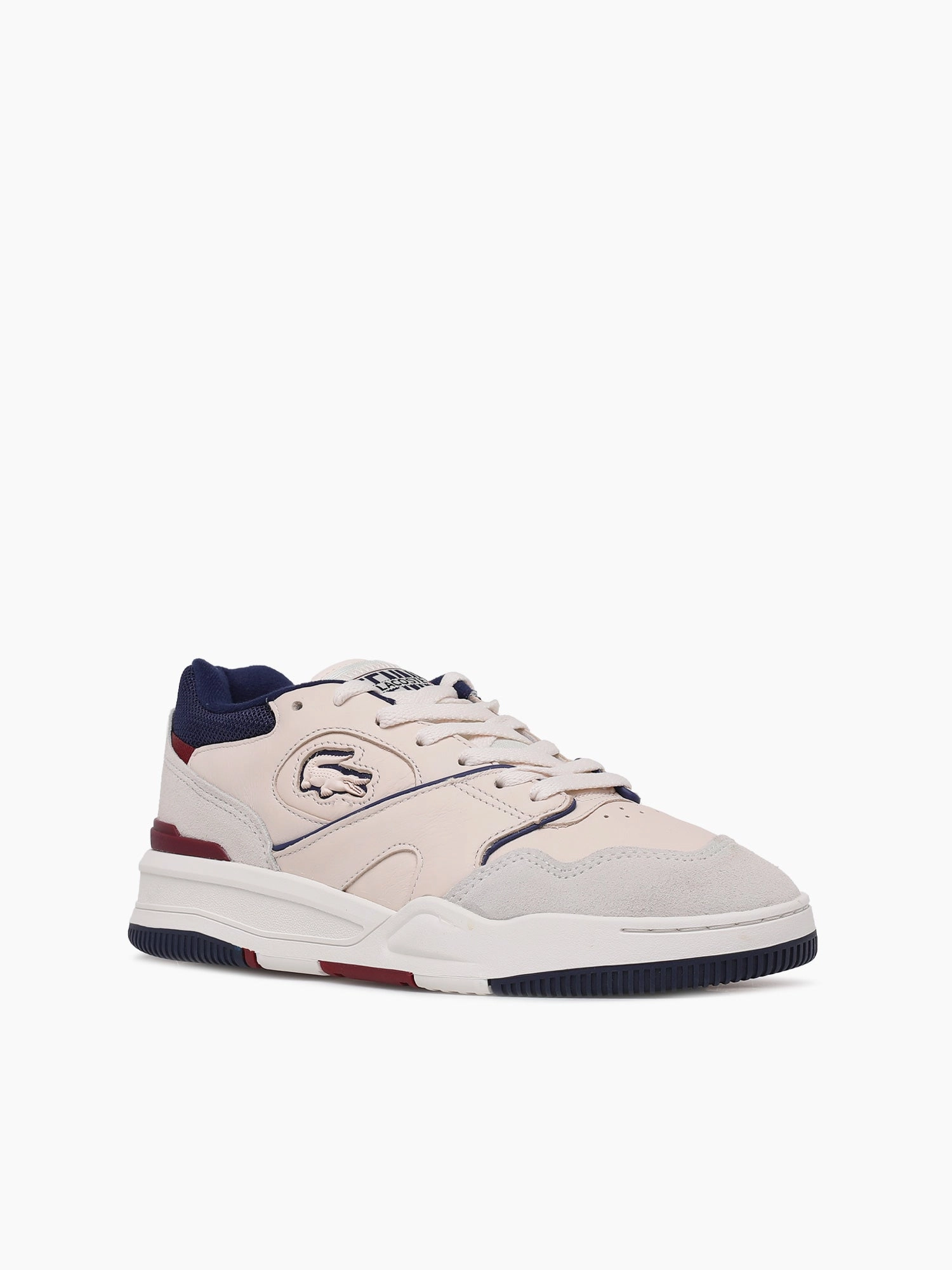 Lineshot 223 Off Wht Nvy leather Pointy Toe Flat Shoes