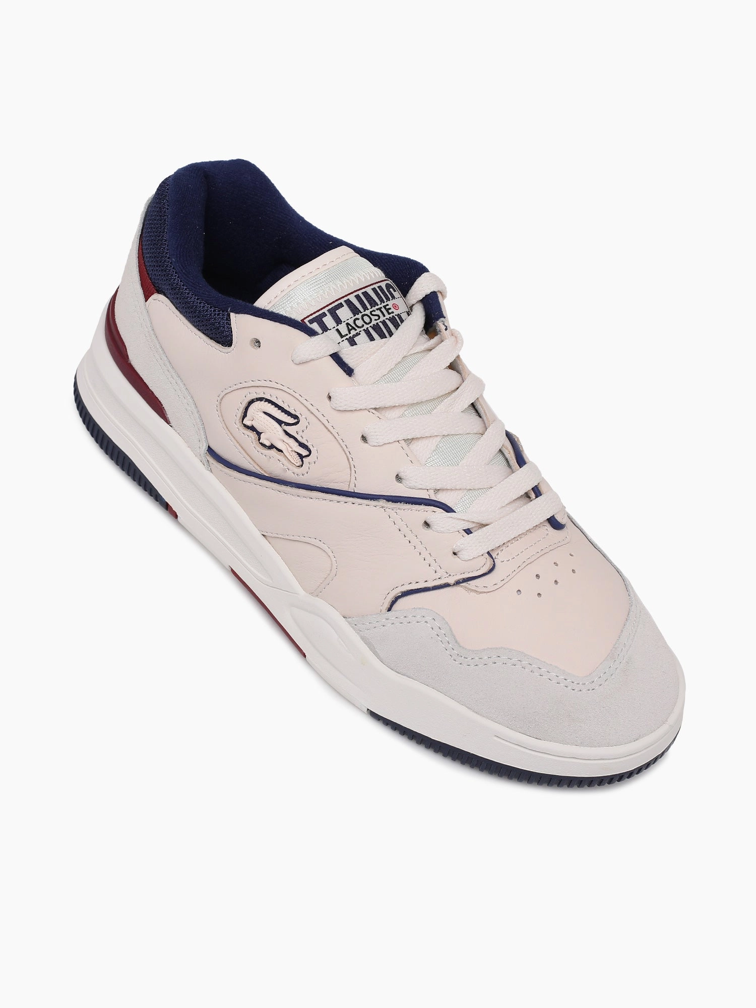 Lineshot 223 Off Wht Nvy leather Flat Sole Tennis Shoes