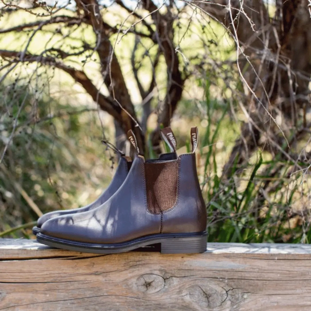 Mongrel Premium Leather Riding Boots - Brown Canvas Work Boots