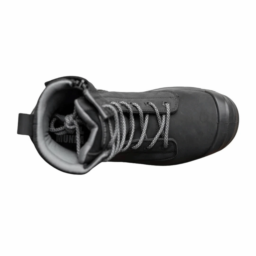 Munka Taurus Side Zip Work Boots - BLACK Waterproof 8 Inch Work Boots