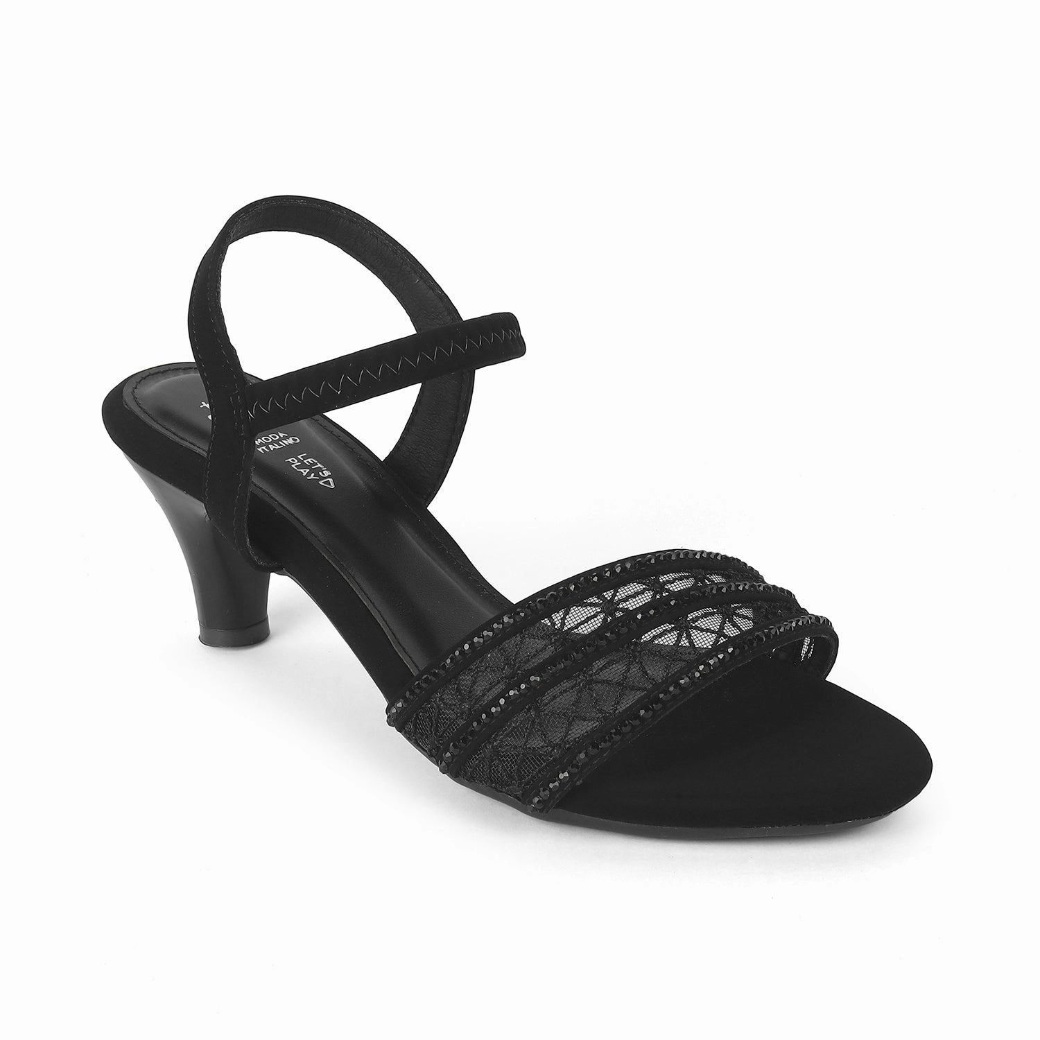 Sandals Halcyon Beach All Inclusive Tresmode Glitz Black Women's Dress Heel Sandals