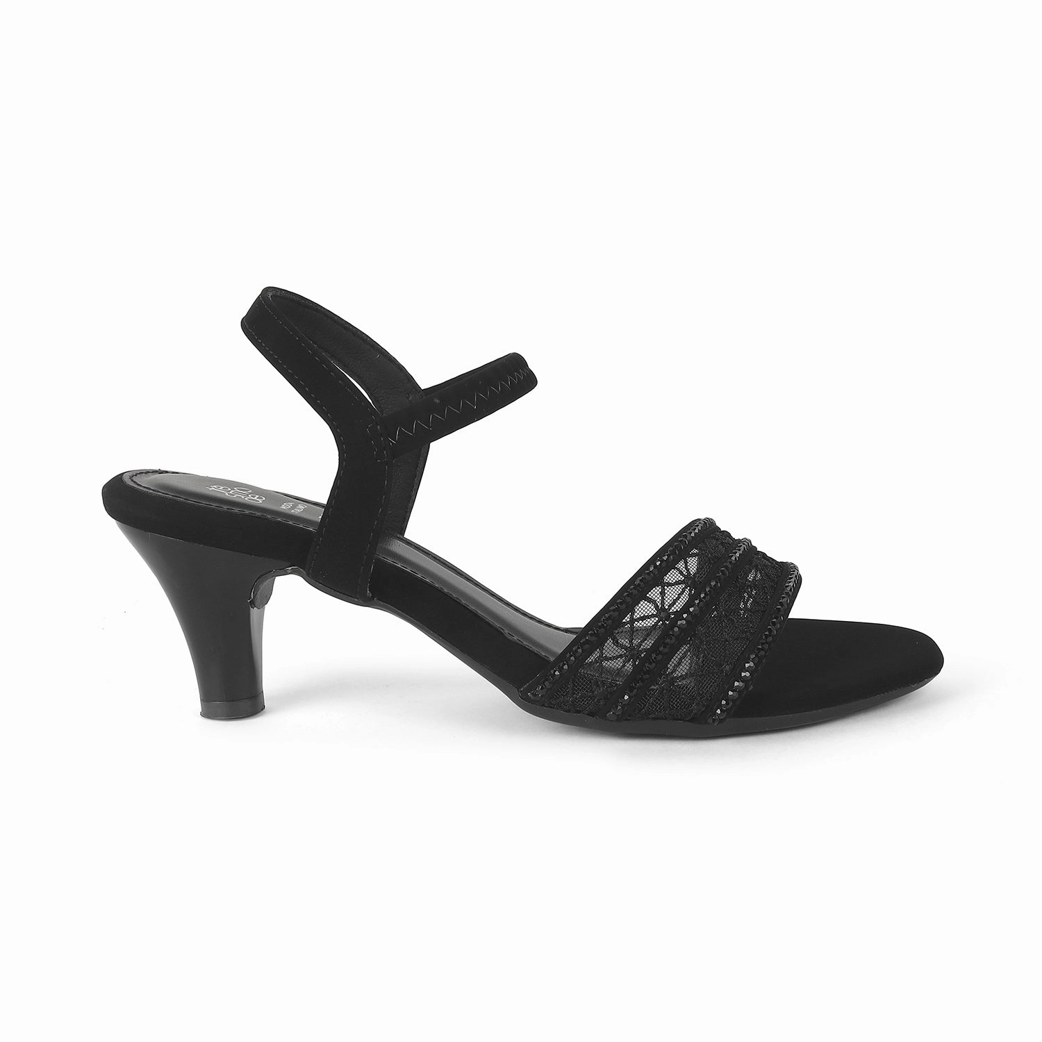 Tresmode Glitz Black Women's Dress Heel Sandals Peep Toe Shoes Sandals