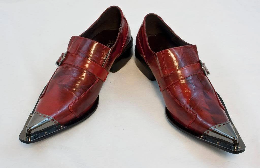 Clark Casual Shoes New Fiesso Dress Shoes Red with Decorative Metal Tips FI 6053