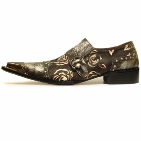 Comfortable Casual Walking Shoes New Men's Fiesso Black Pony Hair Metal Toe Slip on Shoes FI 6988