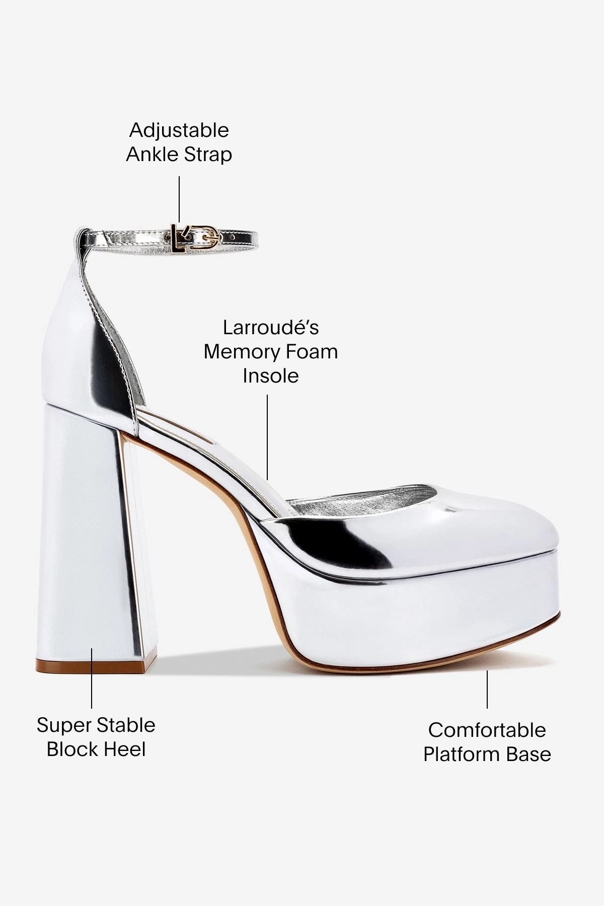 Formal High Heel Shoes Ari Pump In Silver Specchio