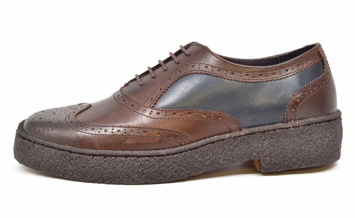Wingtips Lowcut Navy & Brown Leather Corporate Casual Shoes
