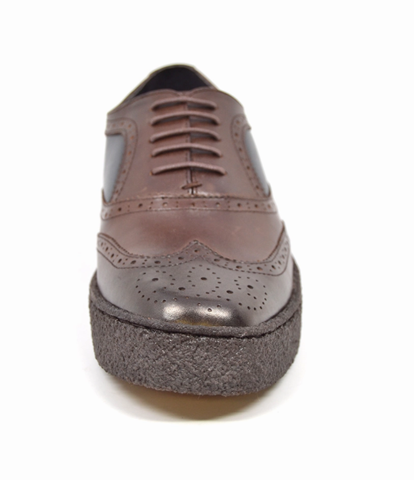 Casual Holiday Shoes Wingtips Lowcut Navy & Brown Leather