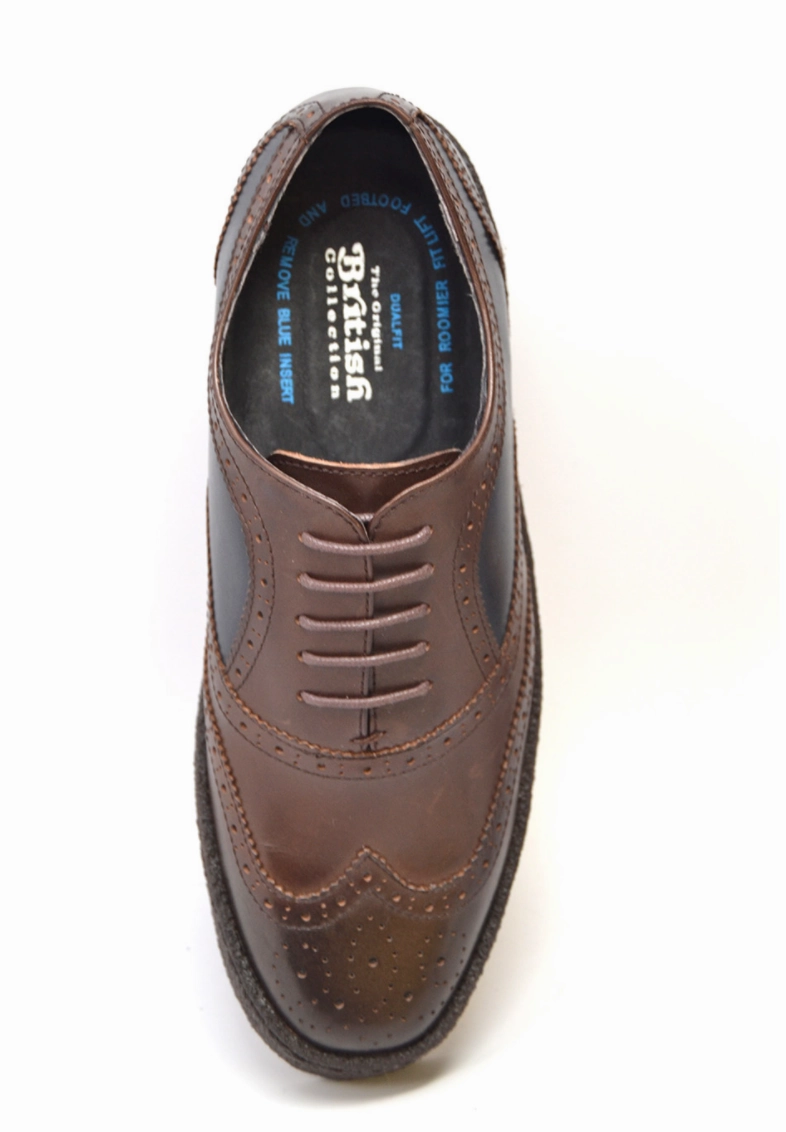 Wingtips Lowcut Navy & Brown Leather Low Heel Casual Shoes
