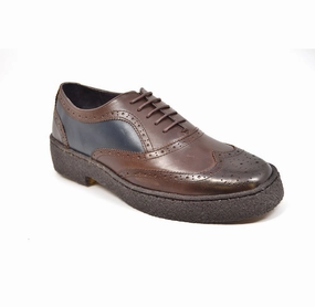 Falls Creek Casual Shoes Wingtips Lowcut Navy & Brown Leather