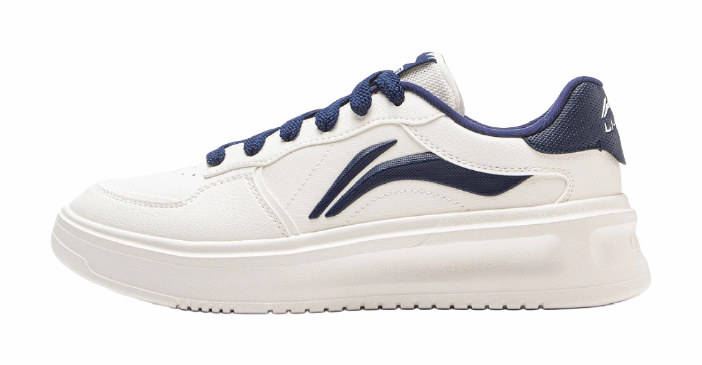 LiNing Slip Resistant Shock Absorbers With Abrasion Resistant Properties Low Top Skateboard Shoes Men's Mist White Backless Casual Shoes