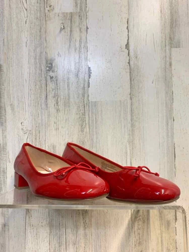 Size 13 Wide Casual Shoes NWT A NEW DAY SHOES Shoe Size 7.5 Red PATENT LEATHER Solid BALLET HEEL Shoes/RED