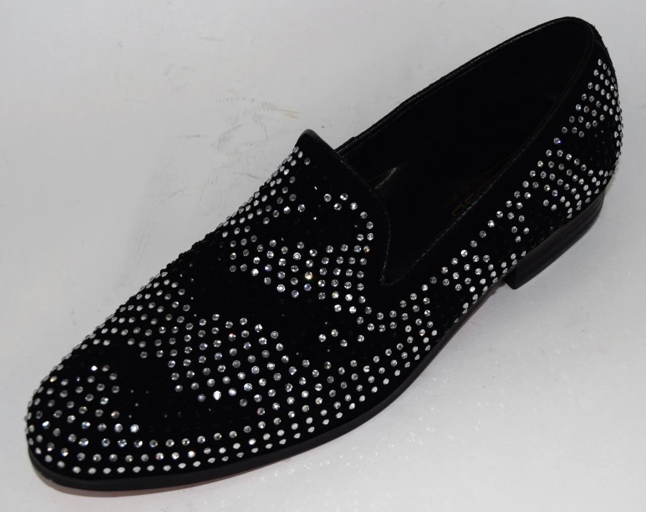 Casual Boys' Slip On Shoes Men's Fiesso Black Shoes with Rhinestones
