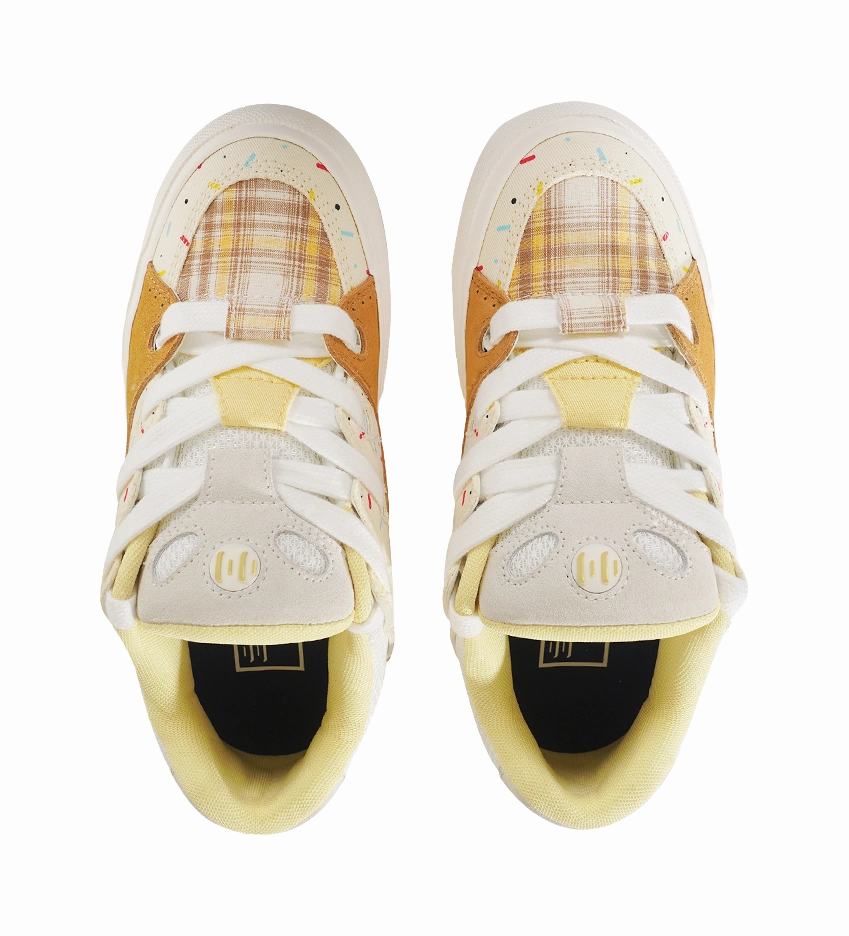 Casual Shoes To Wear With Pants Ollieskate Wear resistant And Lightweight Low Top Skateboard Shoes Unisex Beige Yellow