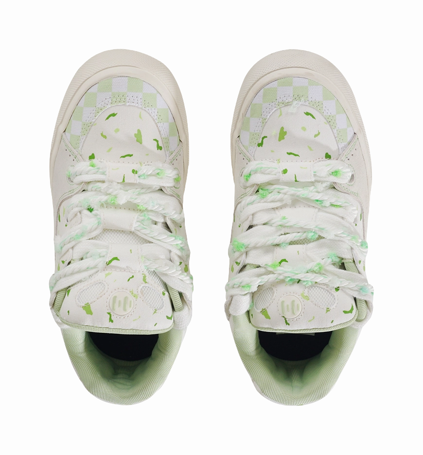 Ollieskate Wear resistant And Lightweight Low Top Skateboard Shoes Unisex White Green Florsheim Casual Shoes