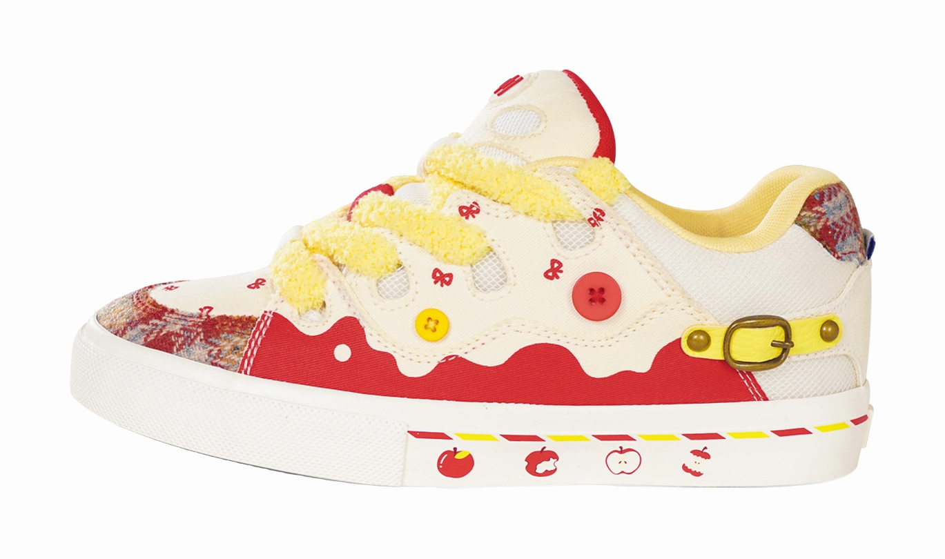 Ollieskate Wear-Resistant Lightweight And Balanced Low-Top Skateboard Shoes Unisex Red White Yellow Casual Shoes With  Jeans