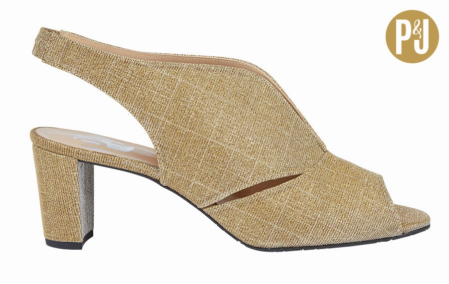 P&J Arro Gold Wide Toe High Heels