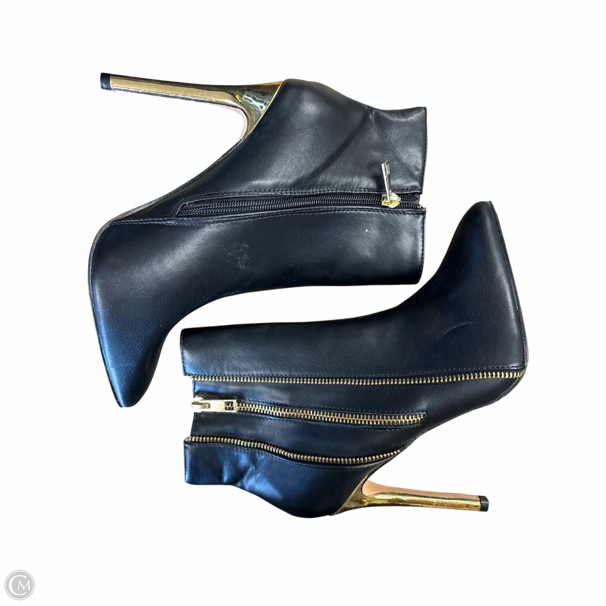 Shoes Heels Kitten By Catherine Malandrino In Black & Gold, Size: 8.5 Knee High Heel Boots Near Me