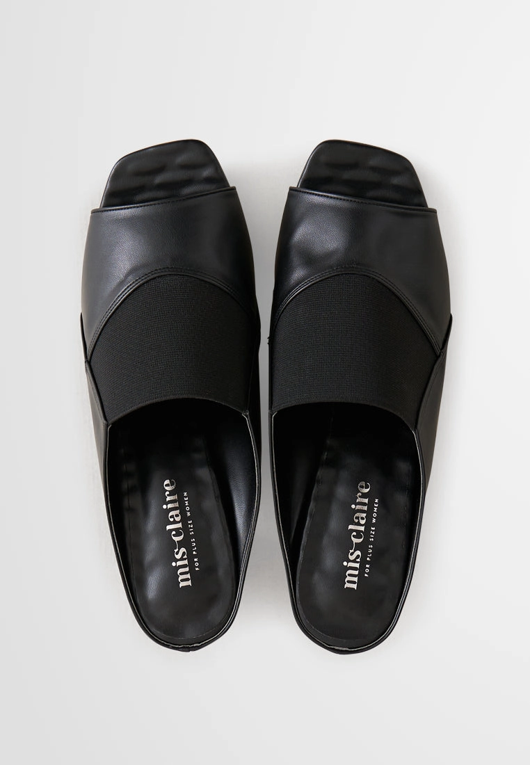 15cm High Heels Shoes Pippa Stretchable Peep Toe Mule Heels - Black