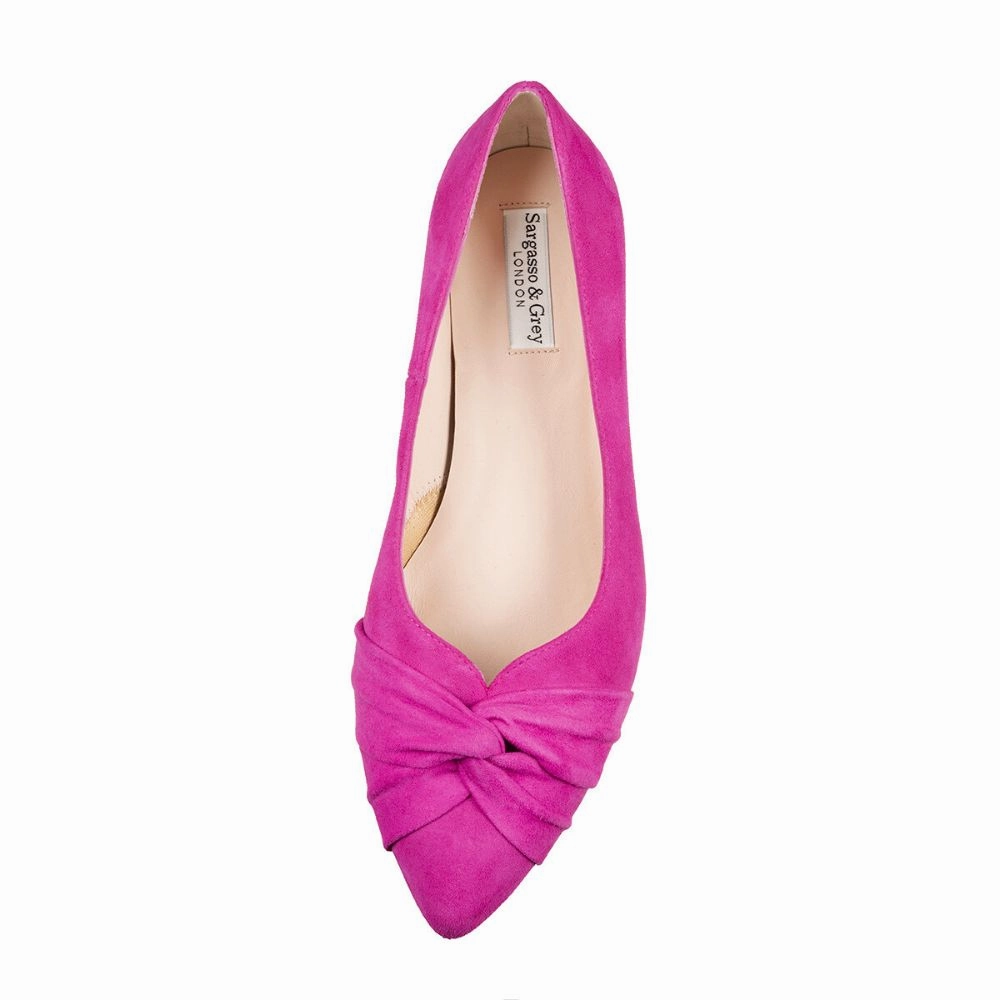 Tandi Extra-Wide Fit Kitten Heels - Hot Pink Suede