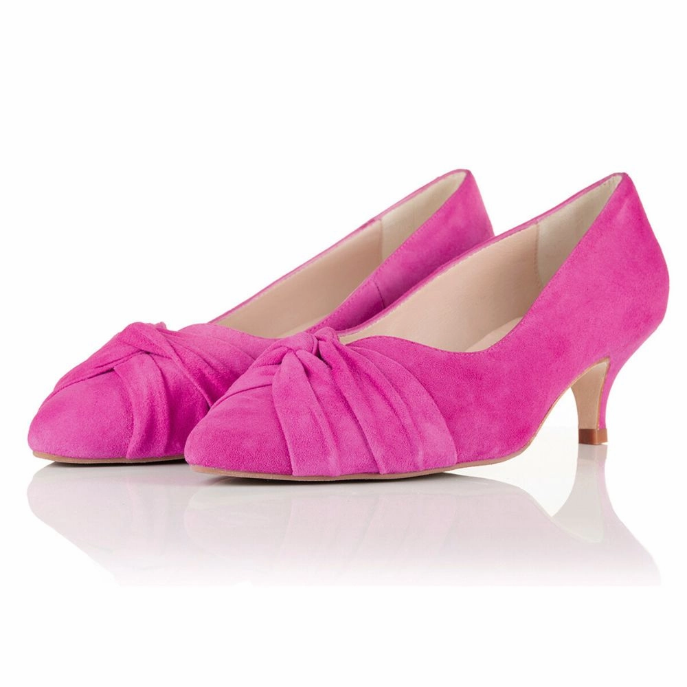 Tandi Extra-Wide Fit Kitten Heels - Hot Pink Suede
