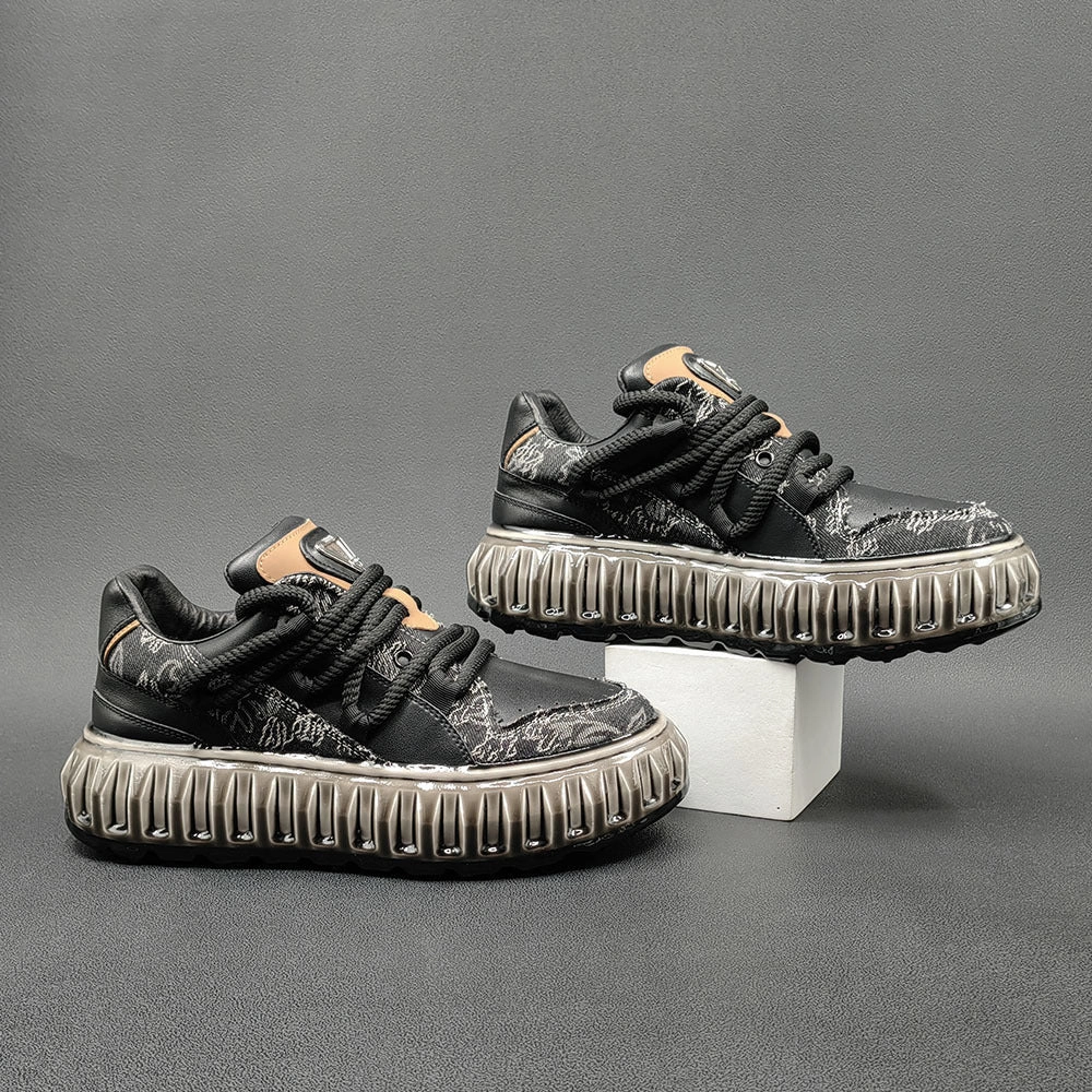 Men Stylish Fashion Leather Flat Casual Sneakers Support Running Shoes